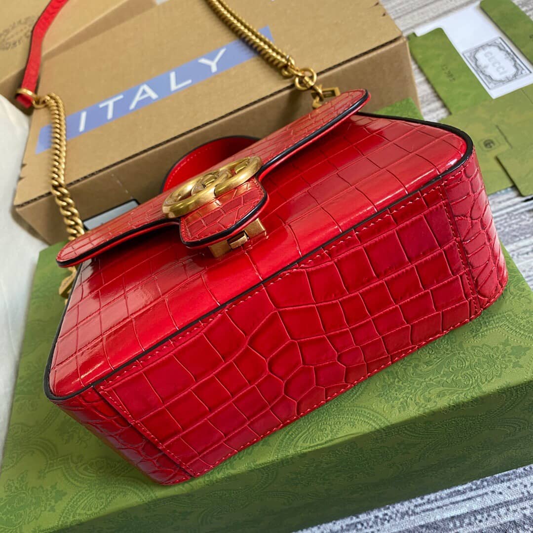 Gvc*1 GG Marmont Mini Leather Top Handle Bag Replica Red 547260
