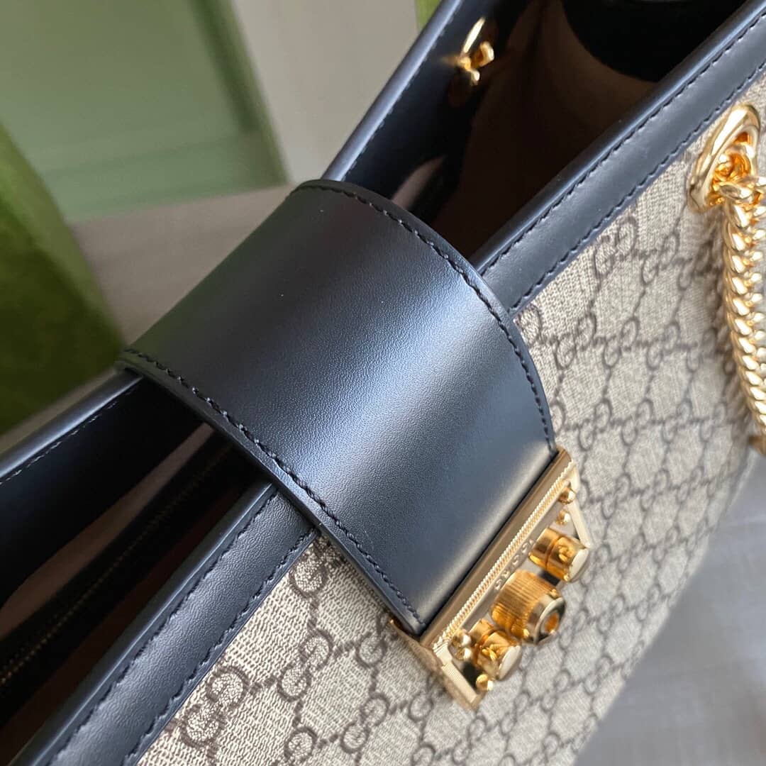 Gvc*1 Padlock Medium GG Svp*me Shoulder Bag Replica Gray Black 479197