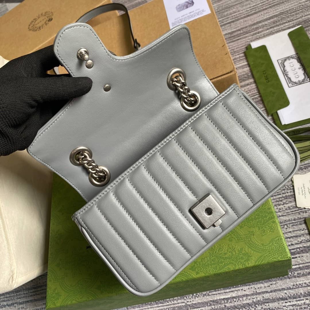Gvc*1 GG Marmont Mini Matelasse Shoulder Bag Replica Gray 446744