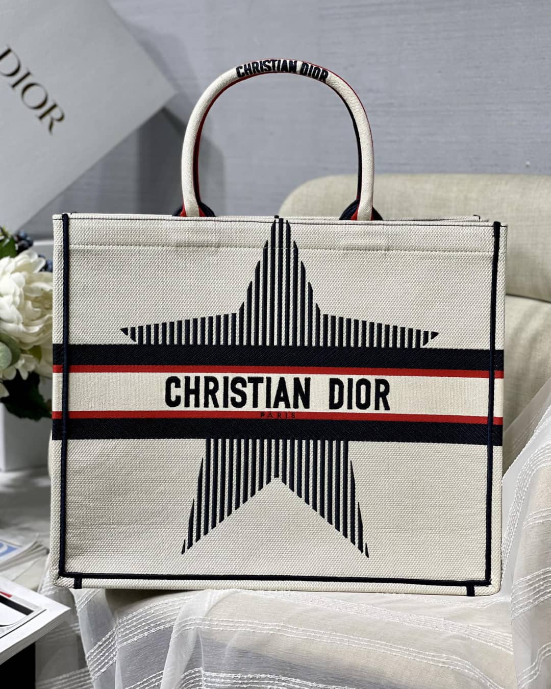 Chr1st1an D10r CD Book Embroidery Replica Tote