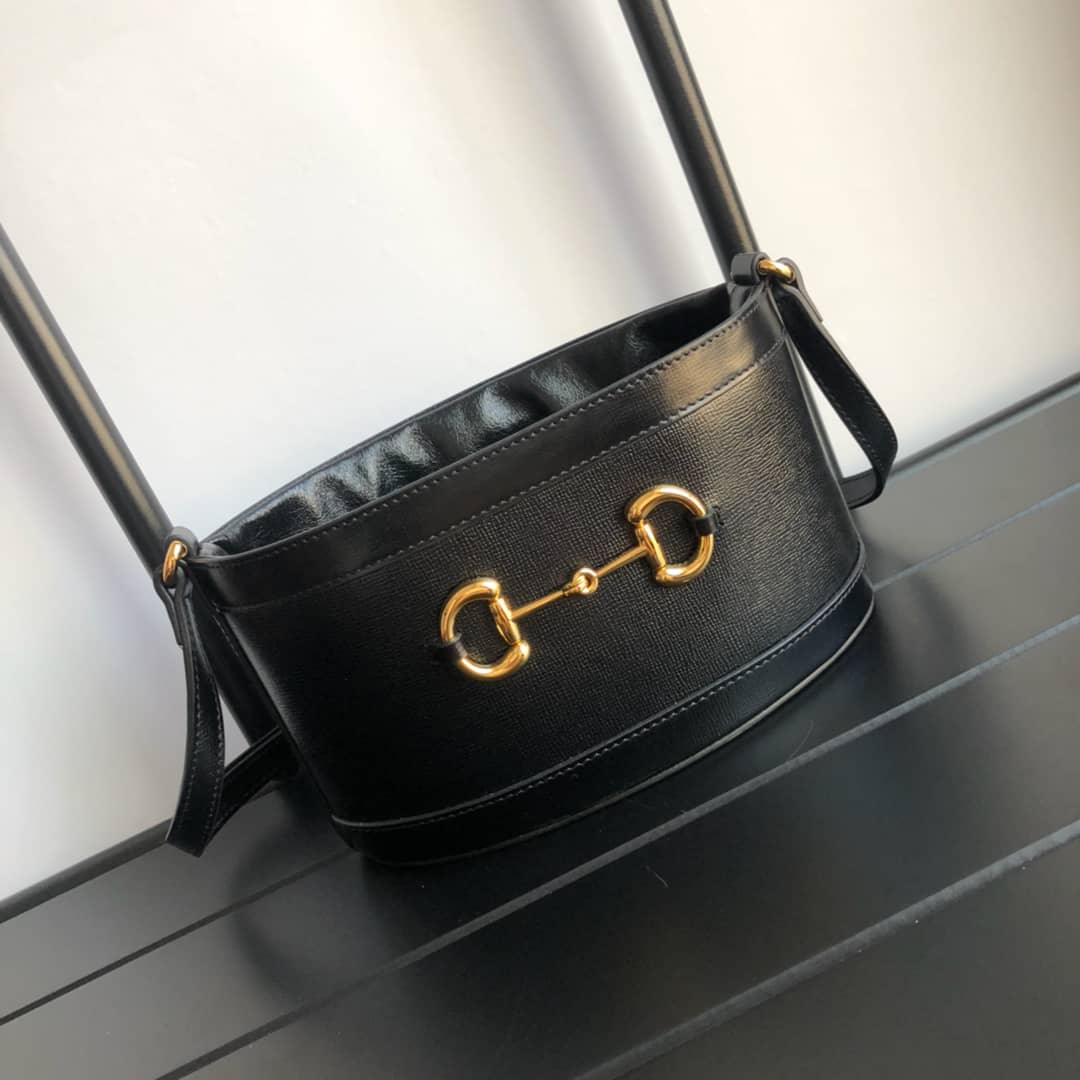 Gvc*1 1955 Horsebit Bucket Bag Replica Black 602118