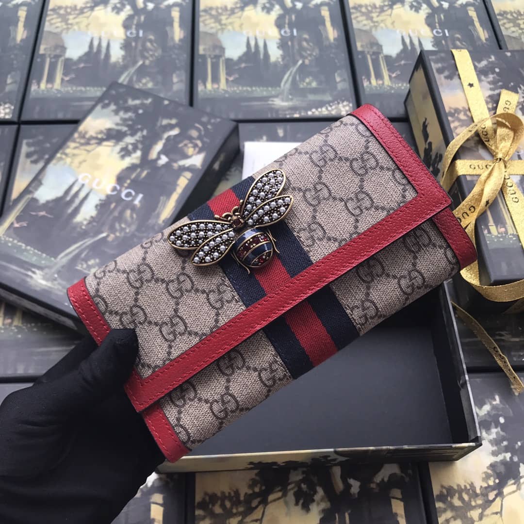 Gvc*1 Queen Margaret Bee Leather Continental Flap Wallet Replica 476064