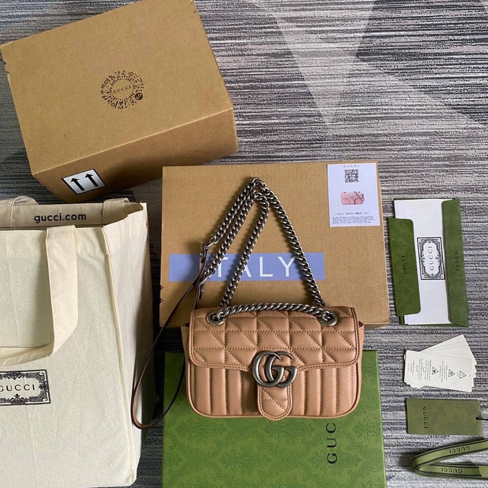 Gvc*1 GG Marmont Mini Matelasse Shoulder Bag Brown Replica 446744