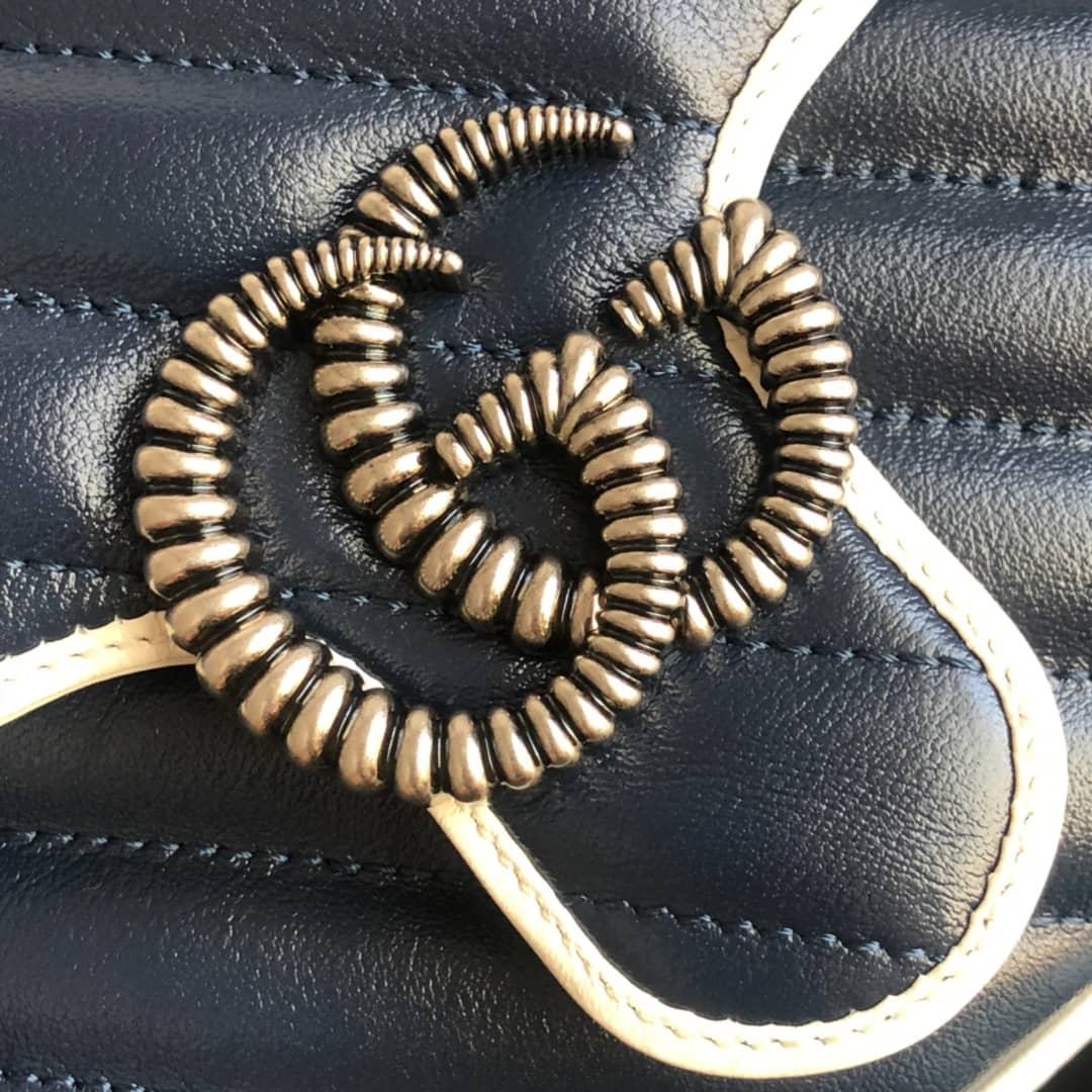 Gvc*1 GG Marmont Mini Top Handle Bag Replica Blue 583571