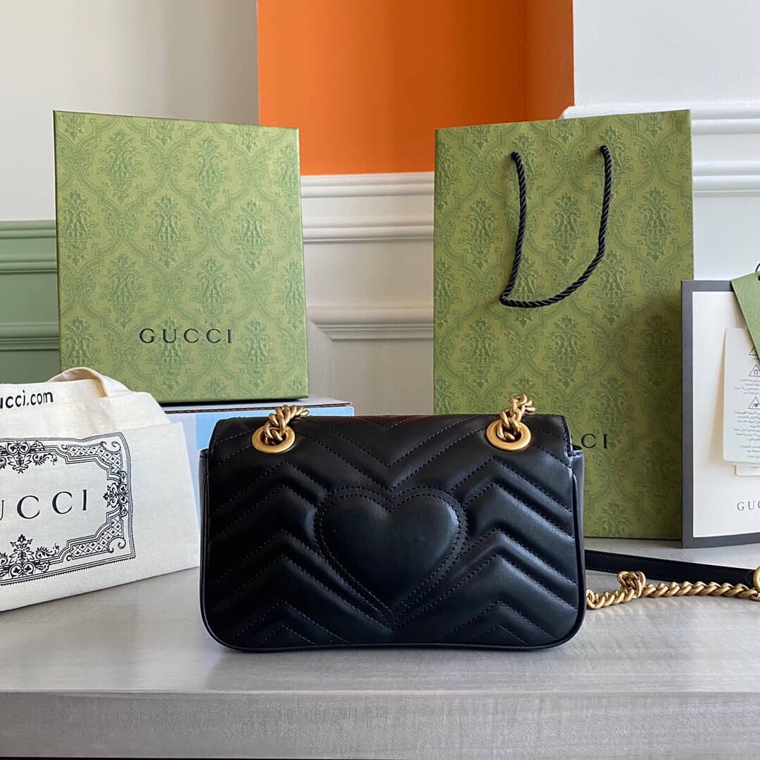 Gvc*1 GG Marmont Mini Matelasse Shoulder Bag Replica Black 446744