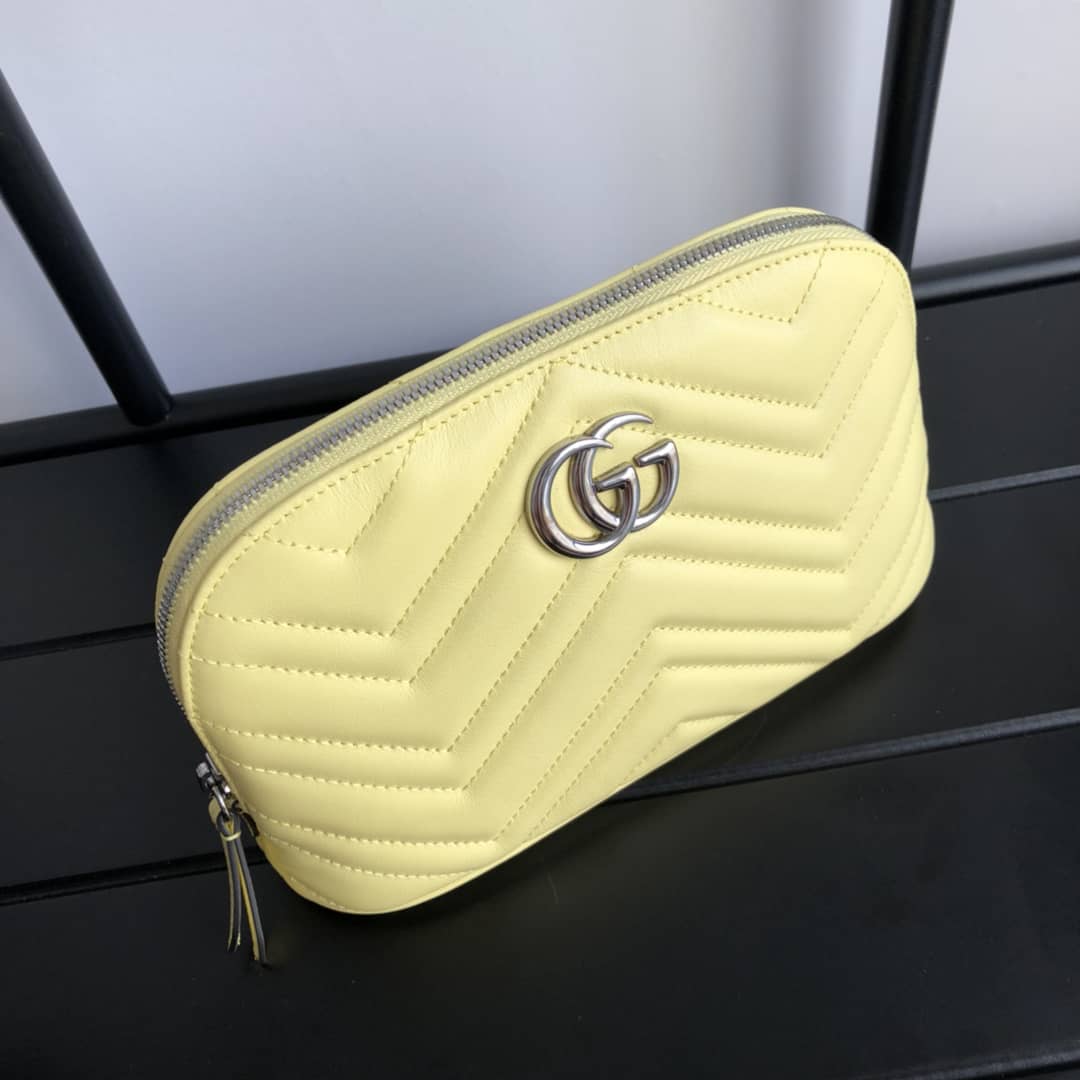 Gvc*1 GG Marmont Quilted Vanity Bag Replica Yellow 625690