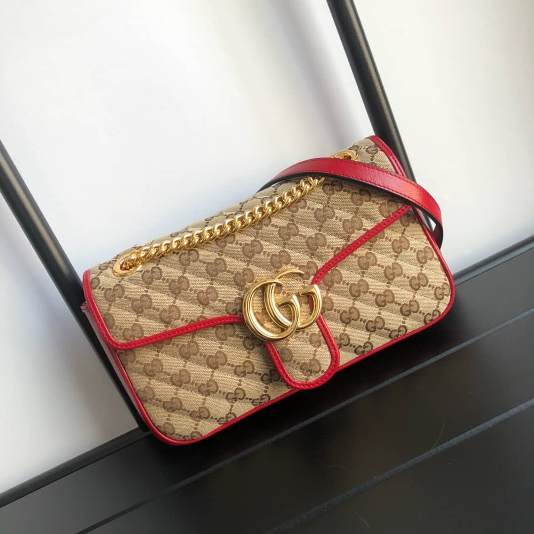 Gvc*1 GG Marmont Matelasse Shoulder Bag Replica Red 443497