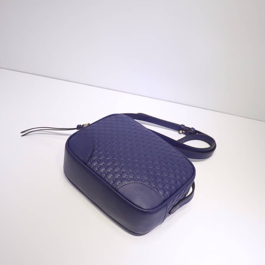 Gvc*1 Bree Gvc*1ssima GG Leather Canvas Camera Bag Replica Blue 449413