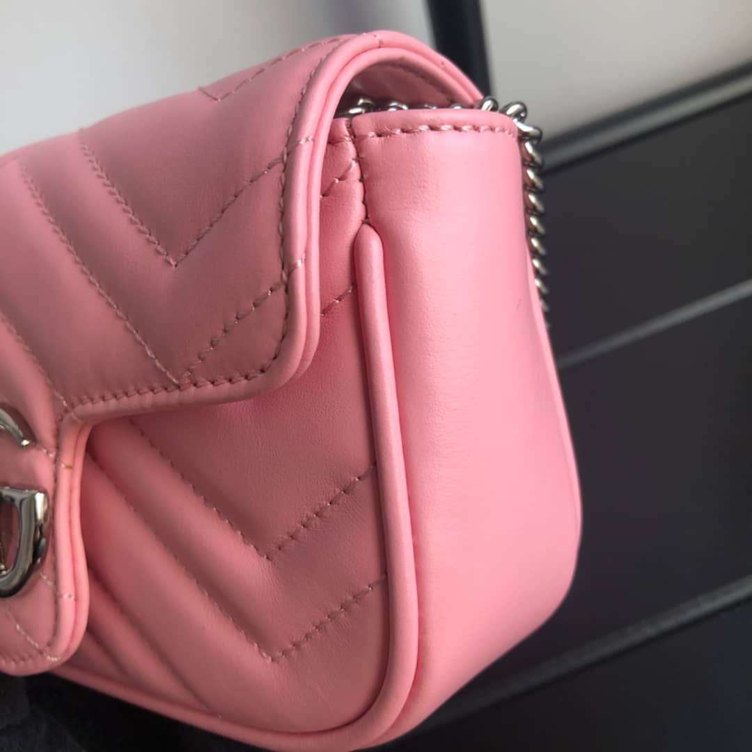 Gvc*1 GG Marmont Matelasse Leather Mini Shoulder Bag Replica Pink 476433