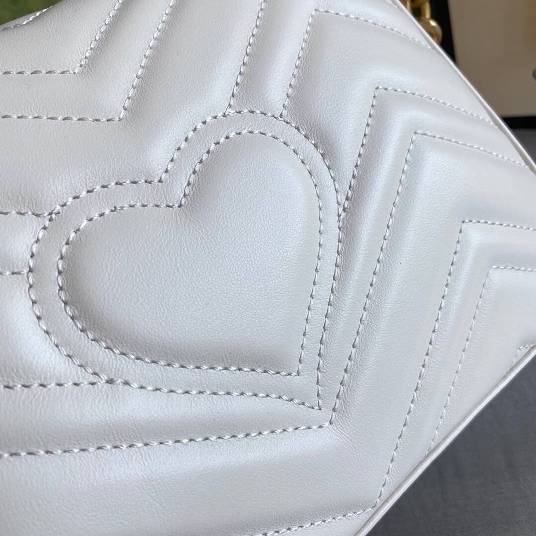 Gvc*1 GG Marmont Mini Leather Top Handle Bag Replica White 547260