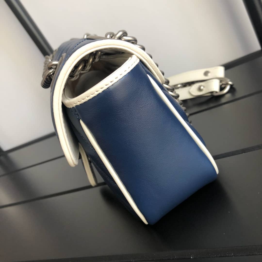 Gvc*1 GG Marmont Mini Matelasse Shoulder Bag Replica Blue 446744