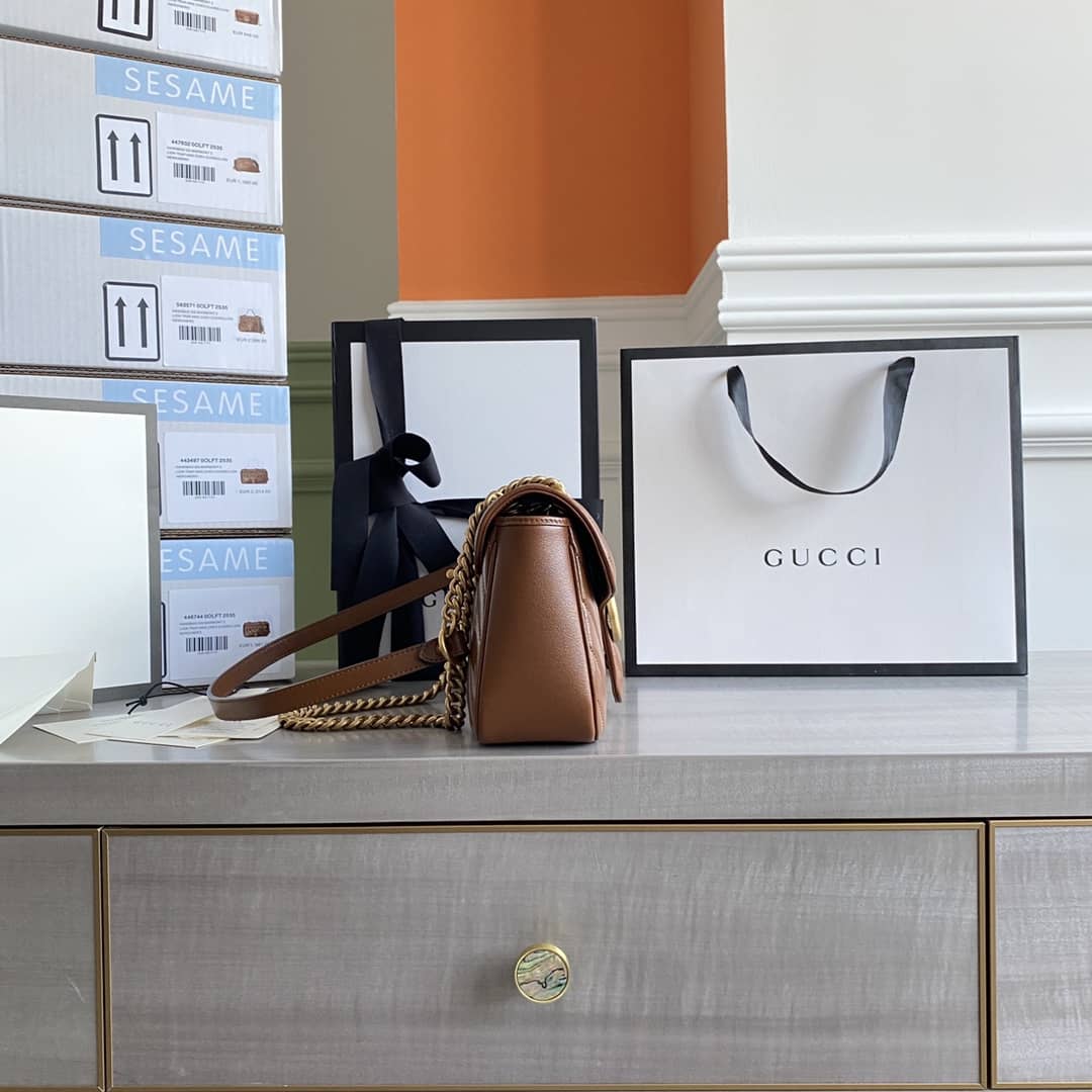 Gvc*1 GG Marmont Matelasse Shoulder Bag Replica Brown 443497