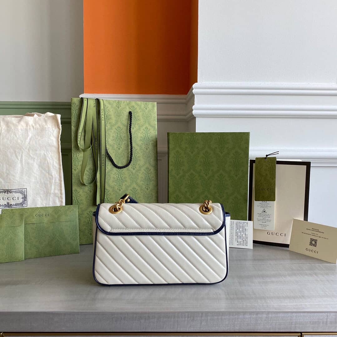 Gvc*1 GG Marmont Matelasse Shoulder Bag Replica White 443497