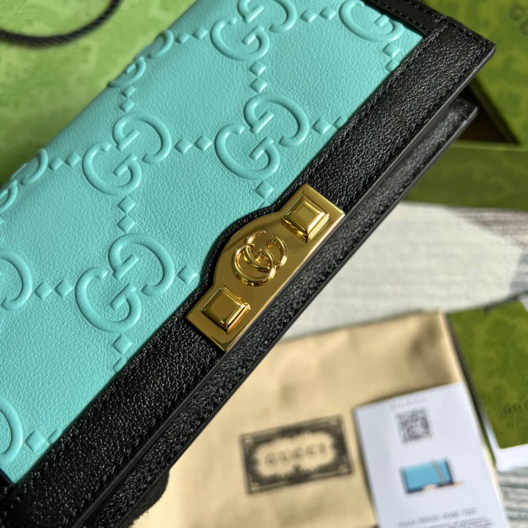 Gvc*1 GG Wallet With Chain Light Blue 676155 Replica