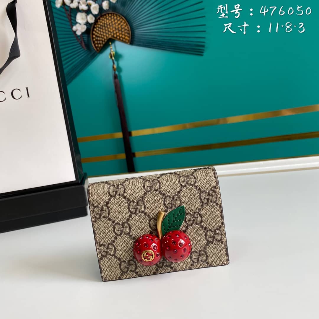 Gvc*1 Svp*me GG Wallet Card Case With Cherries Replica 476050