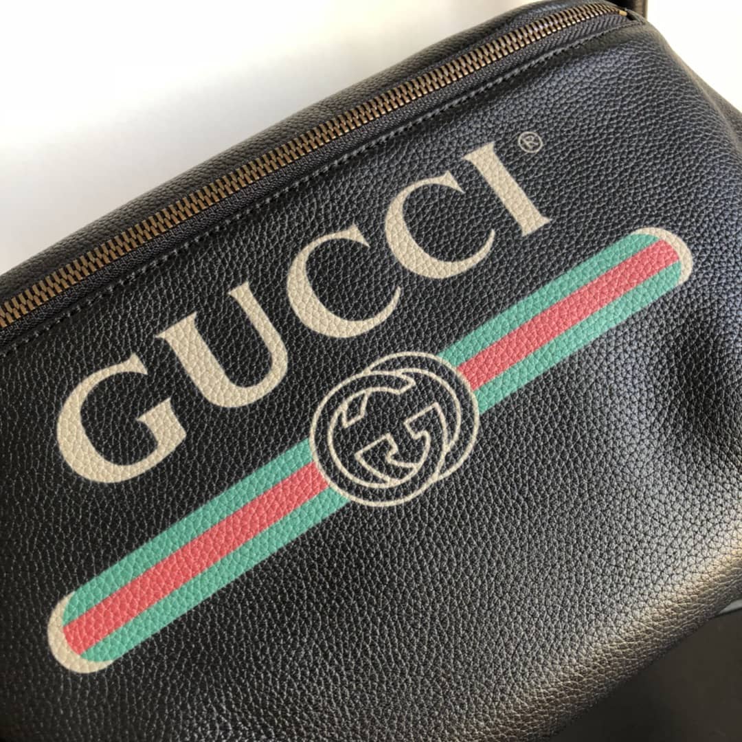 Gvc*1 Print Leather Belt Waist Bum Bag Replica Black 493869