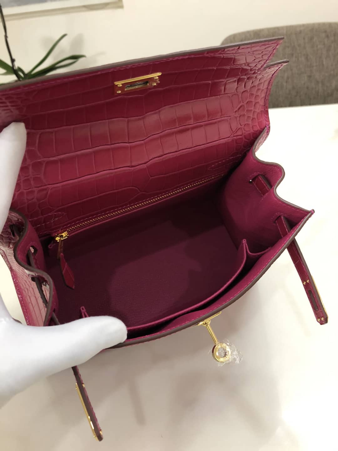 H**me5 Kelly Dupe 25CM Crocodile Shiny Replica Bag