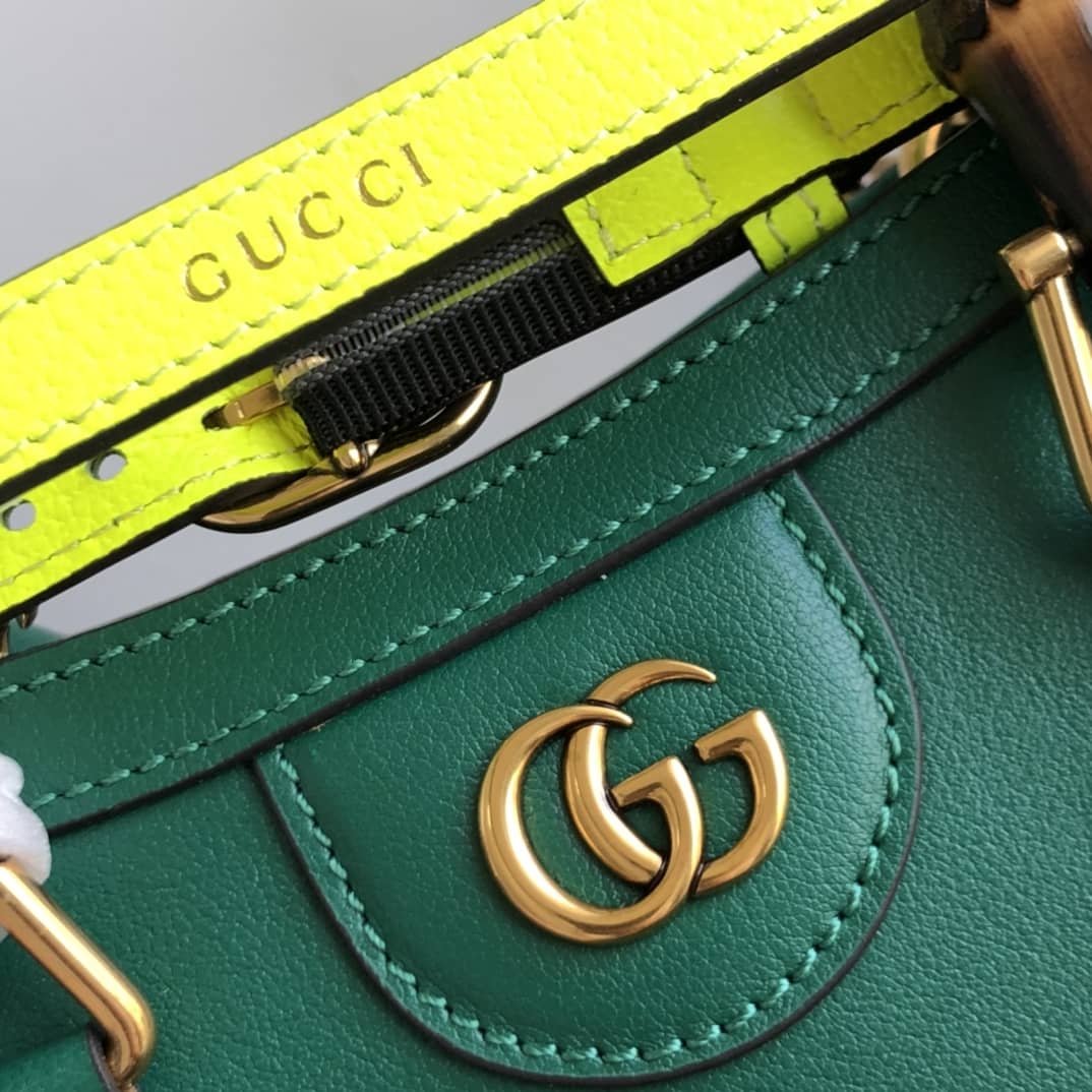 Gvc*1 Diana Mini Bamboo Tote Bag Replica Green 655661