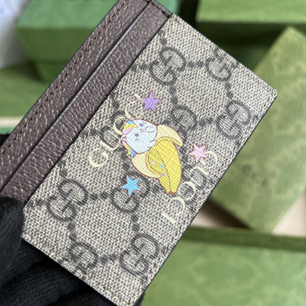 Gvc*1 Star Bananya Print Card Case Brown 701064 Replica Wallet