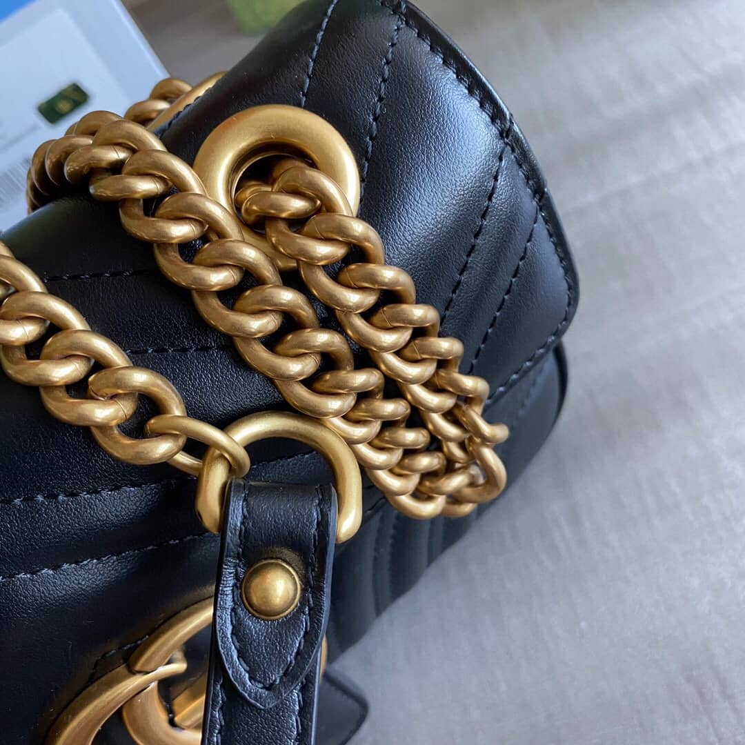 Gvc*1 GG Marmont Mini Matelasse Shoulder Bag Replica Black 446744