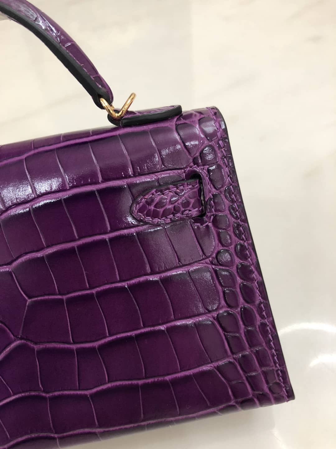 H**me5 Kelly Dupe Mini 19CM Crocodile Shiny Replica Bag