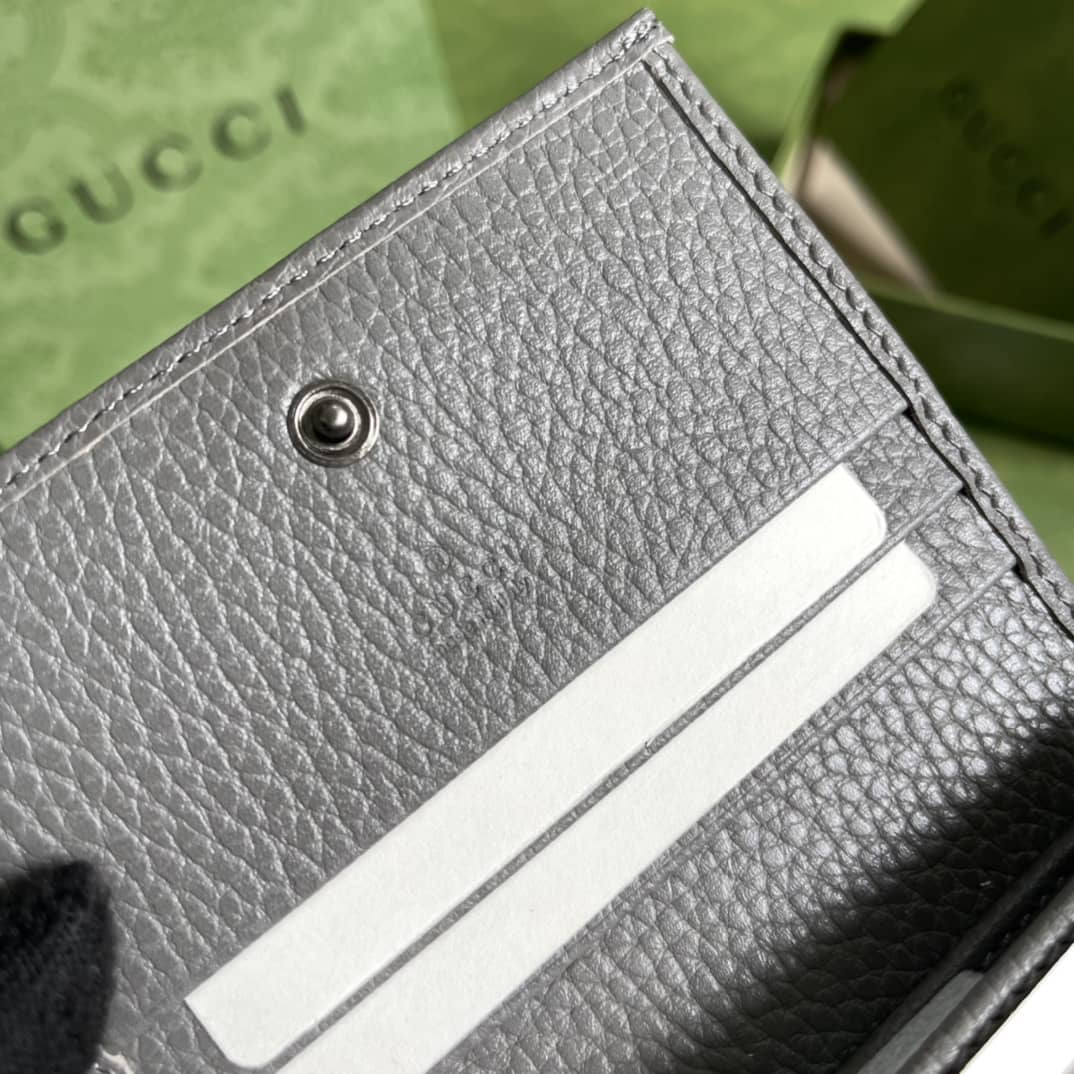 Gvc*1 GG Leather Card Case Wallet Black Replica 456126