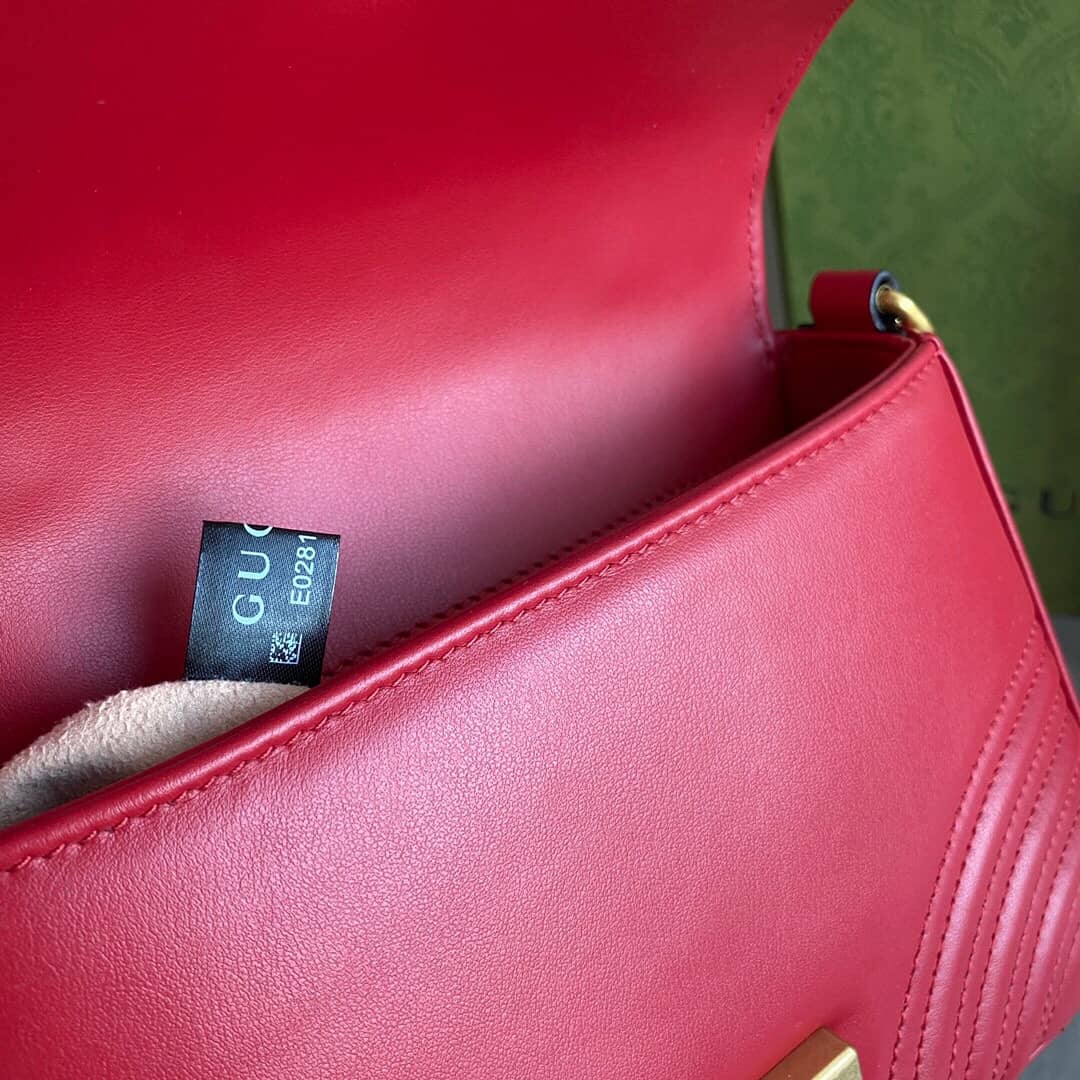 Gvc*1 GG Marmont Mini Leather Top Handle Bag Replica Red 547260