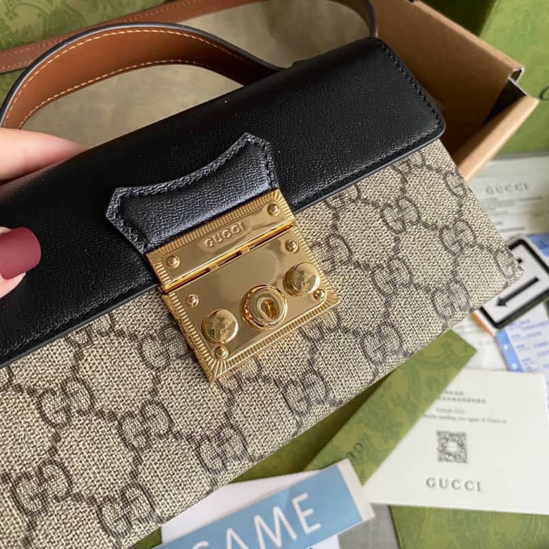 Gvc*1 GG Svp*me Canvas Padlock Mini Shoulder Bag Replica Black 652683