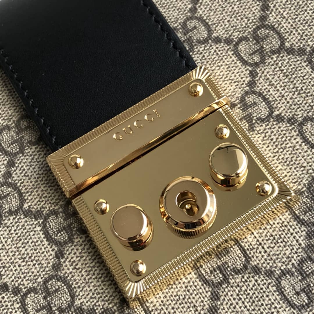 Gvc*1 Padlock Medium GG Svp*me Shoulder Bag Replica Brown Black 479197