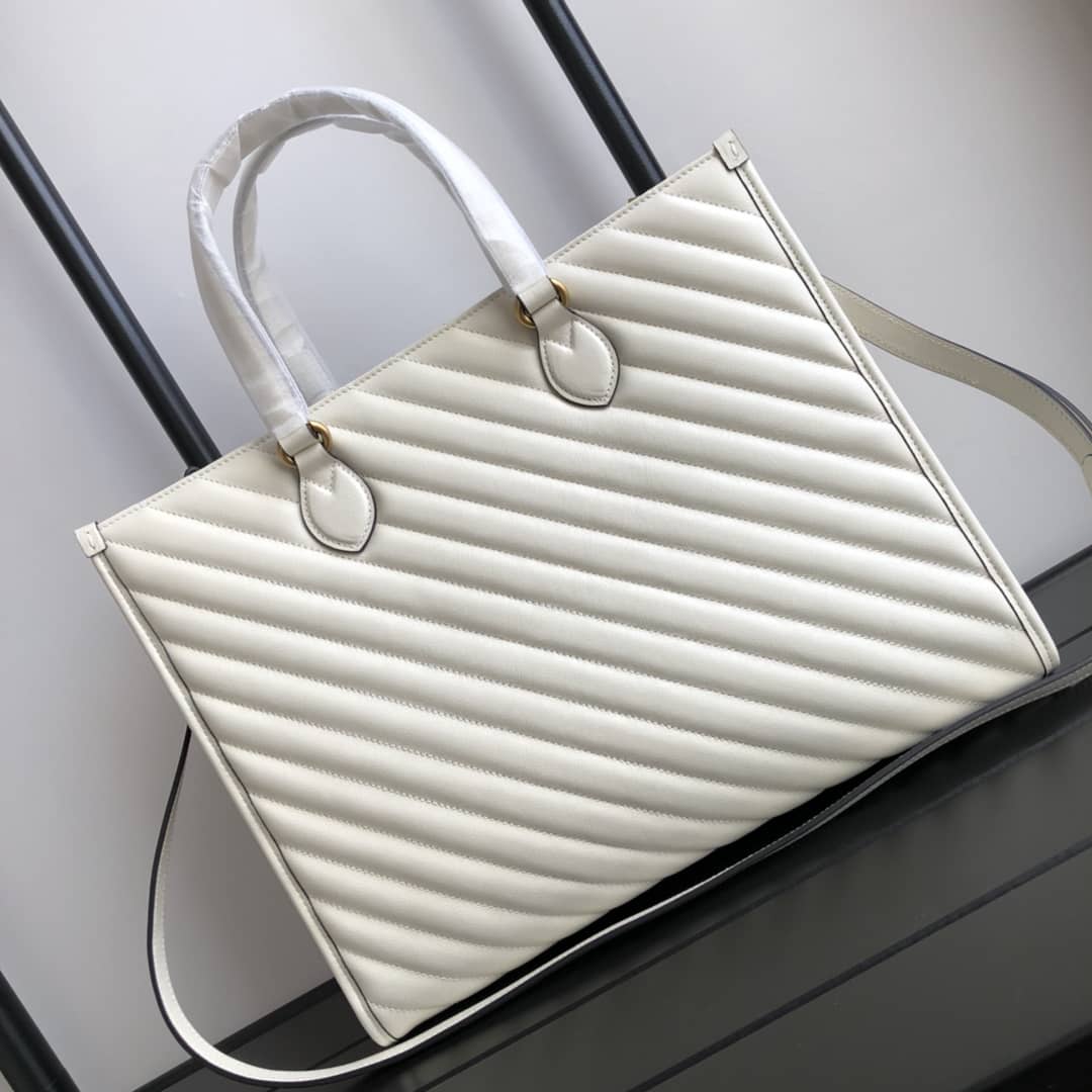 Gvc*1 GG Marmont Medium Matelasse Leather Tote Replica White 627332