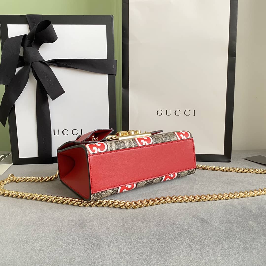 Gvc*1 Padlock Small GG Chain Shoulder Bag Replica Red 409487