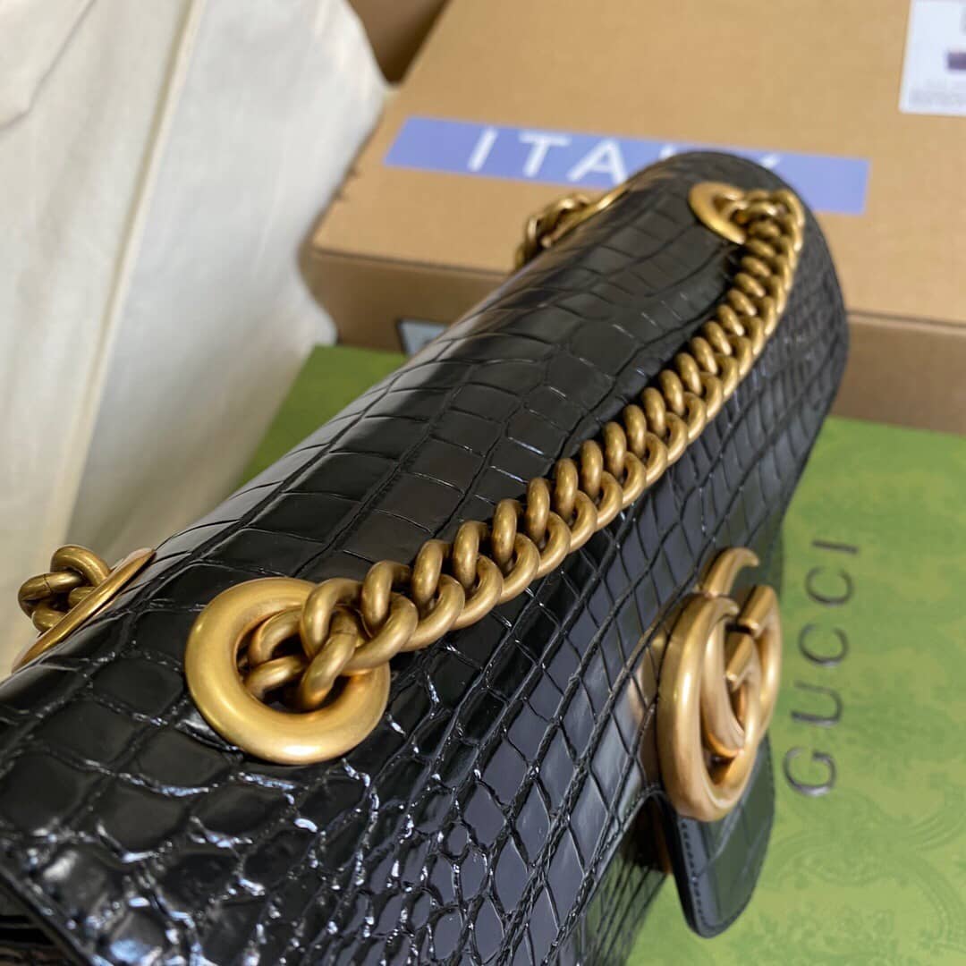 Gvc*1 GG Marmont Matelasse Shoulder Bag Replica Black 443497