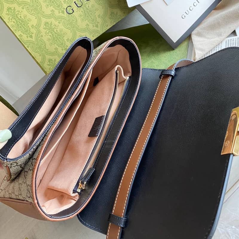 Gvc*1 Padlock Small GG Svp*me Canvas Shoulder Bag Replica Black 644527