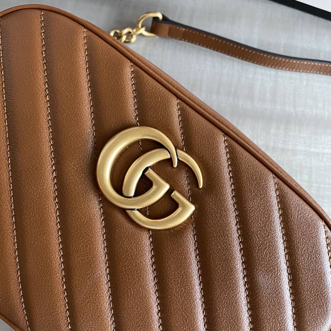 Gvc*1 GG Marmont Small Shoulder Handbag Camera Bag Replica Brown 447632