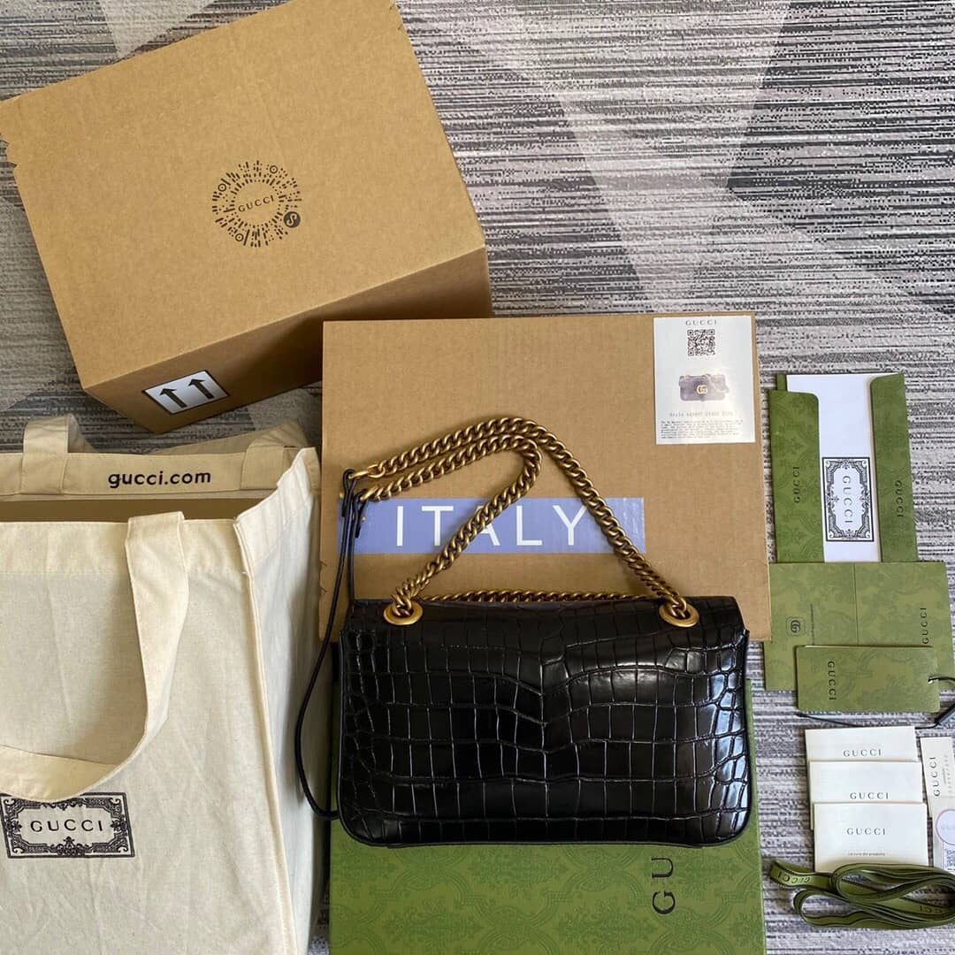 Gvc*1 GG Marmont Matelasse Shoulder Bag Replica Black 443497