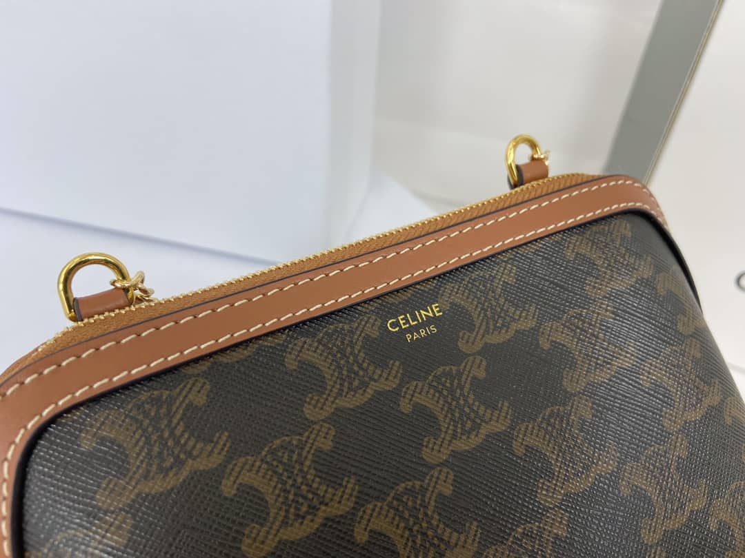 Ce1i*e Bag Dupe Triomphe Canvas Lambskin Chain Replica Clutch