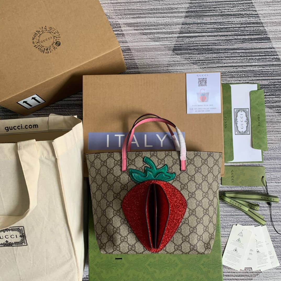 Gvc*1 Children GG Tote With Pineapple Bag Replica Red 580840