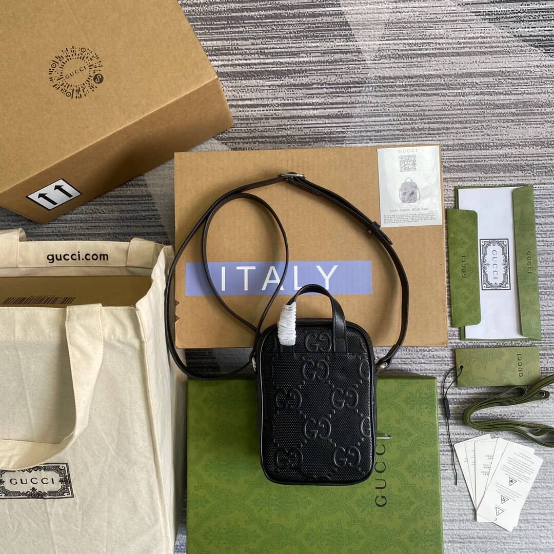 Gvc*1 GG Embossed Mini Bag Replica Black 658553