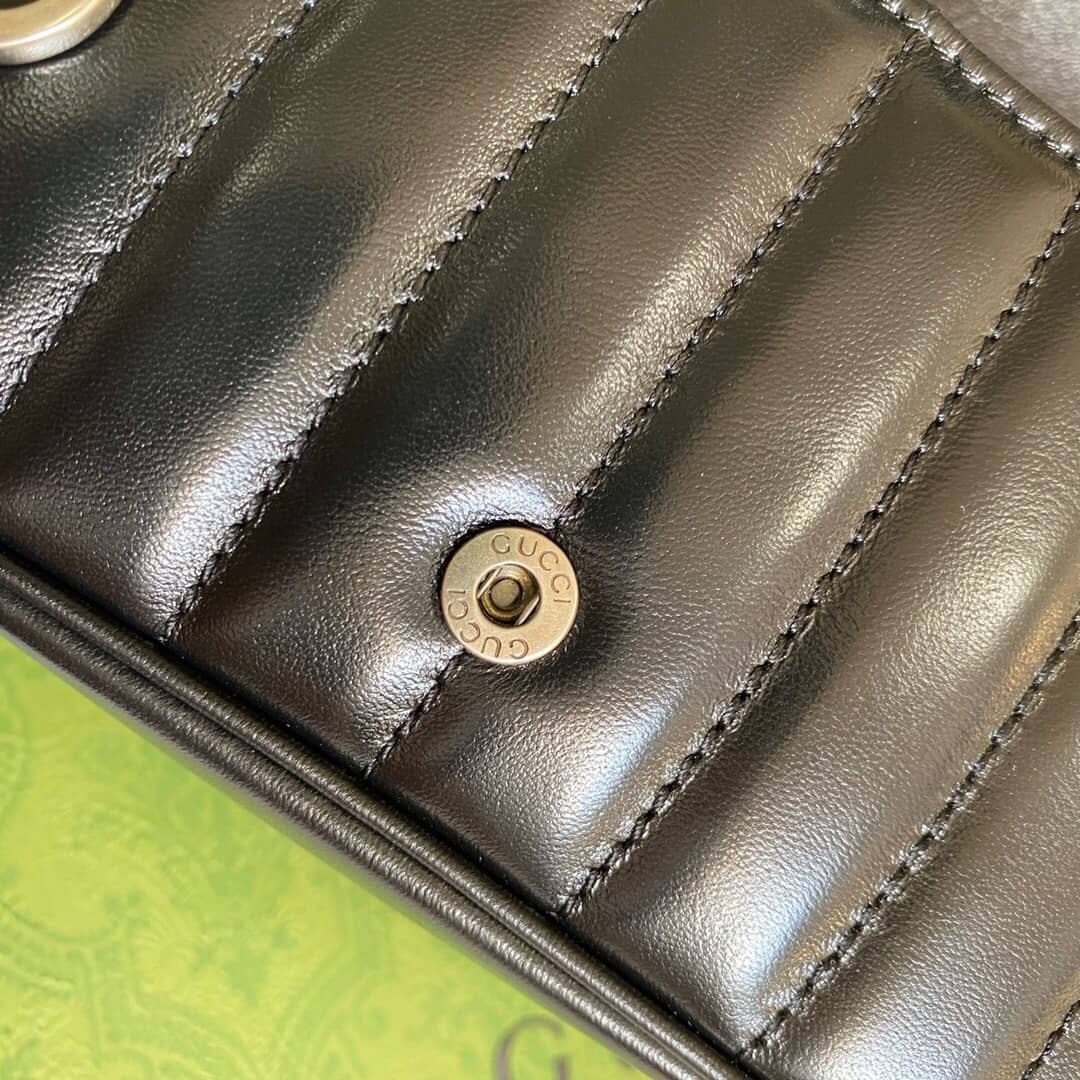 Gvc*1 GG Marmont Matelasse Leather Mini Shoulder Bag Replica Black 476433