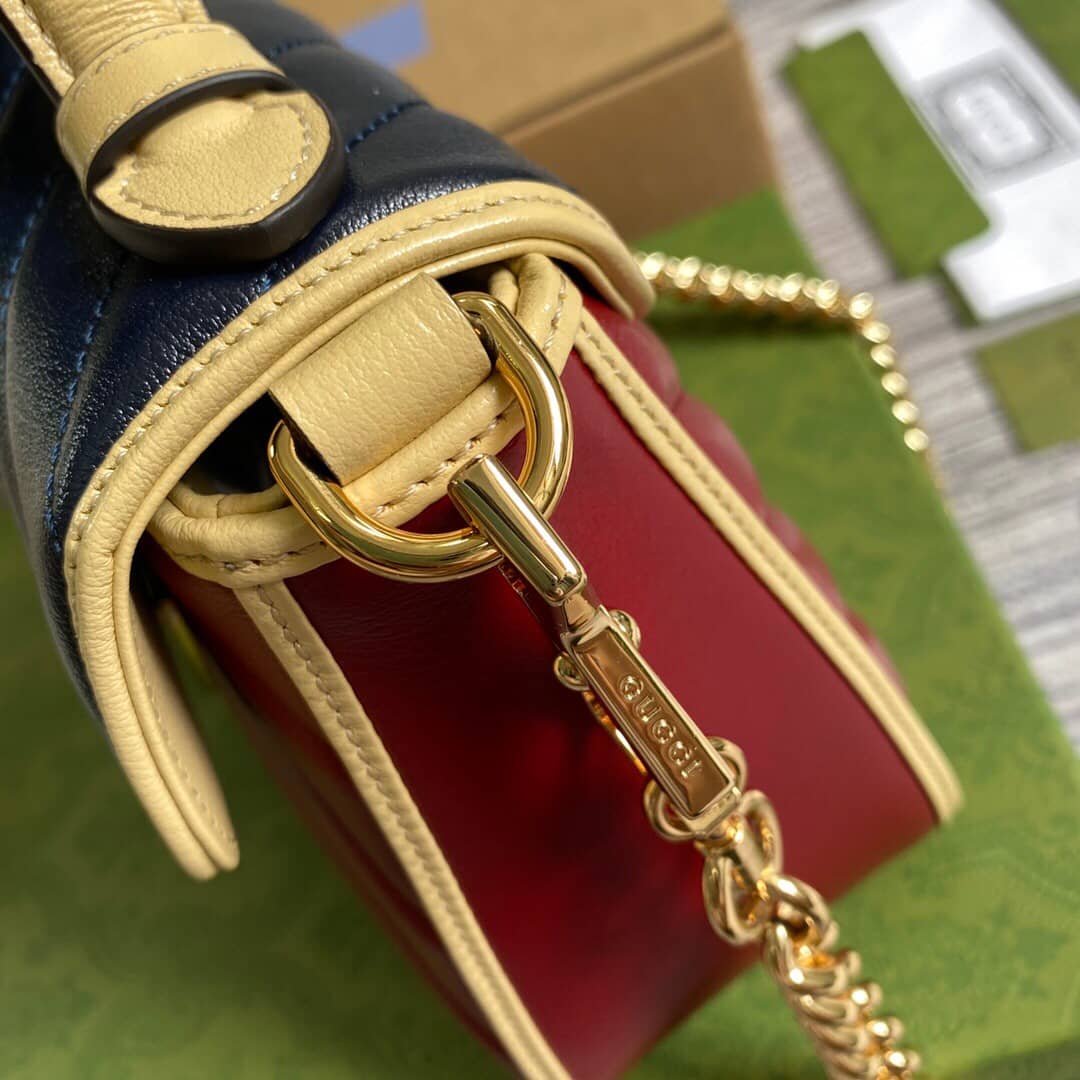 Gvc*1 GG Marmont Mini Top Handle Bag Replica Red Blue 583571