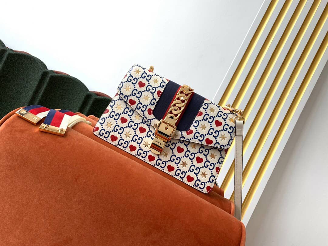 Gvc*1 Bag Dupes Small Leather Shoulder Bag Replica White Blue 524405