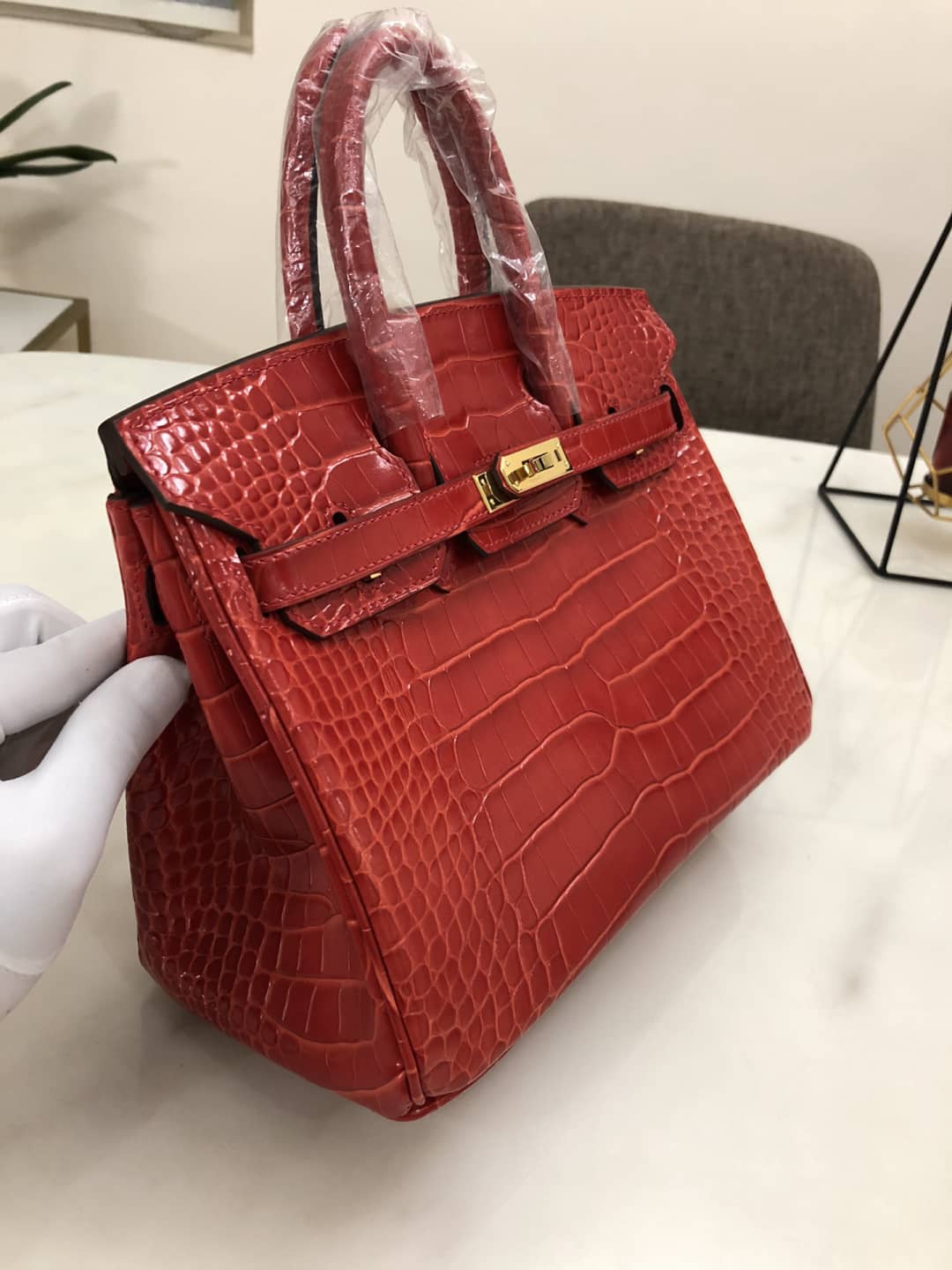 H**me5 Birkin 25CM Crocodile Shiny Replica Bag