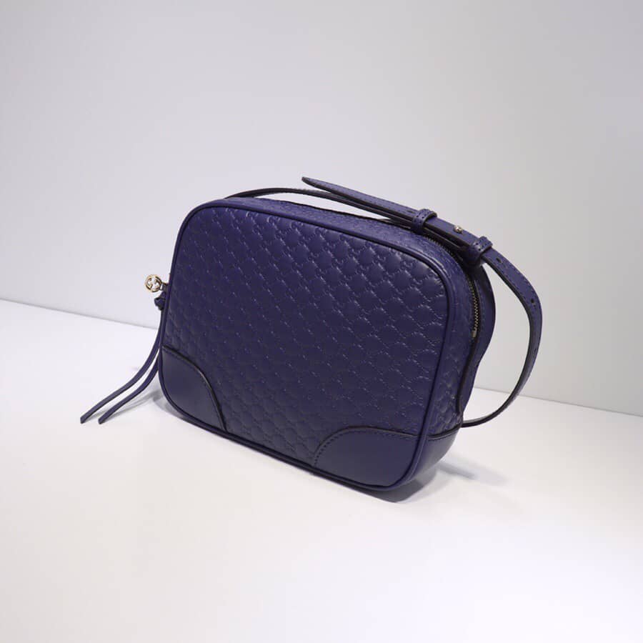 Gvc*1 Bree Gvc*1ssima GG Leather Canvas Camera Bag Replica Blue 449413