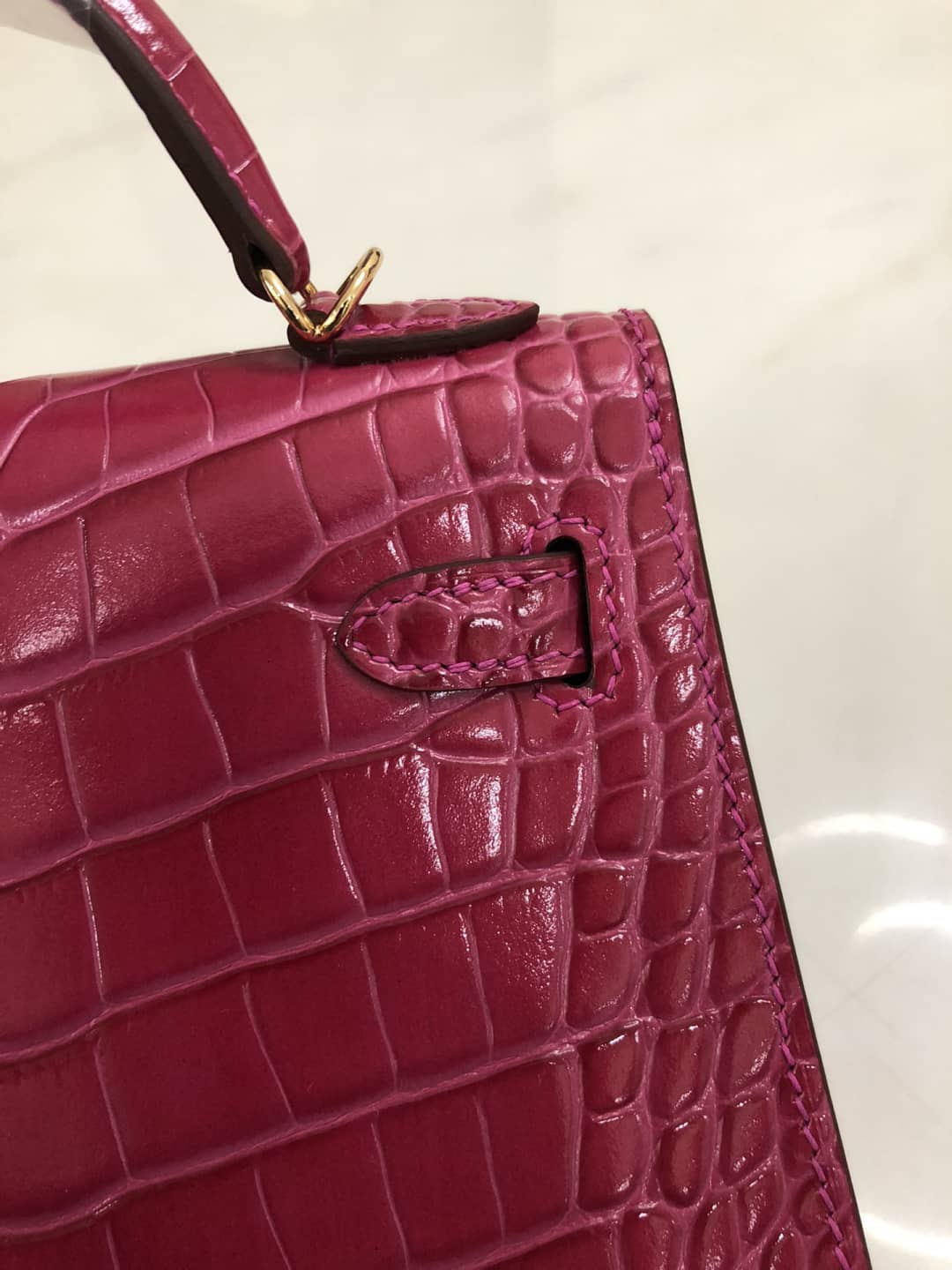 H**me5 Kelly Dupe Mini 19CM Crocodile Shiny Replica Bag