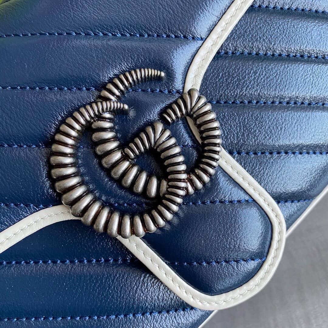 Gvc*1 GG Marmont Matelasse Shoulder Bag Replica Blue 443497