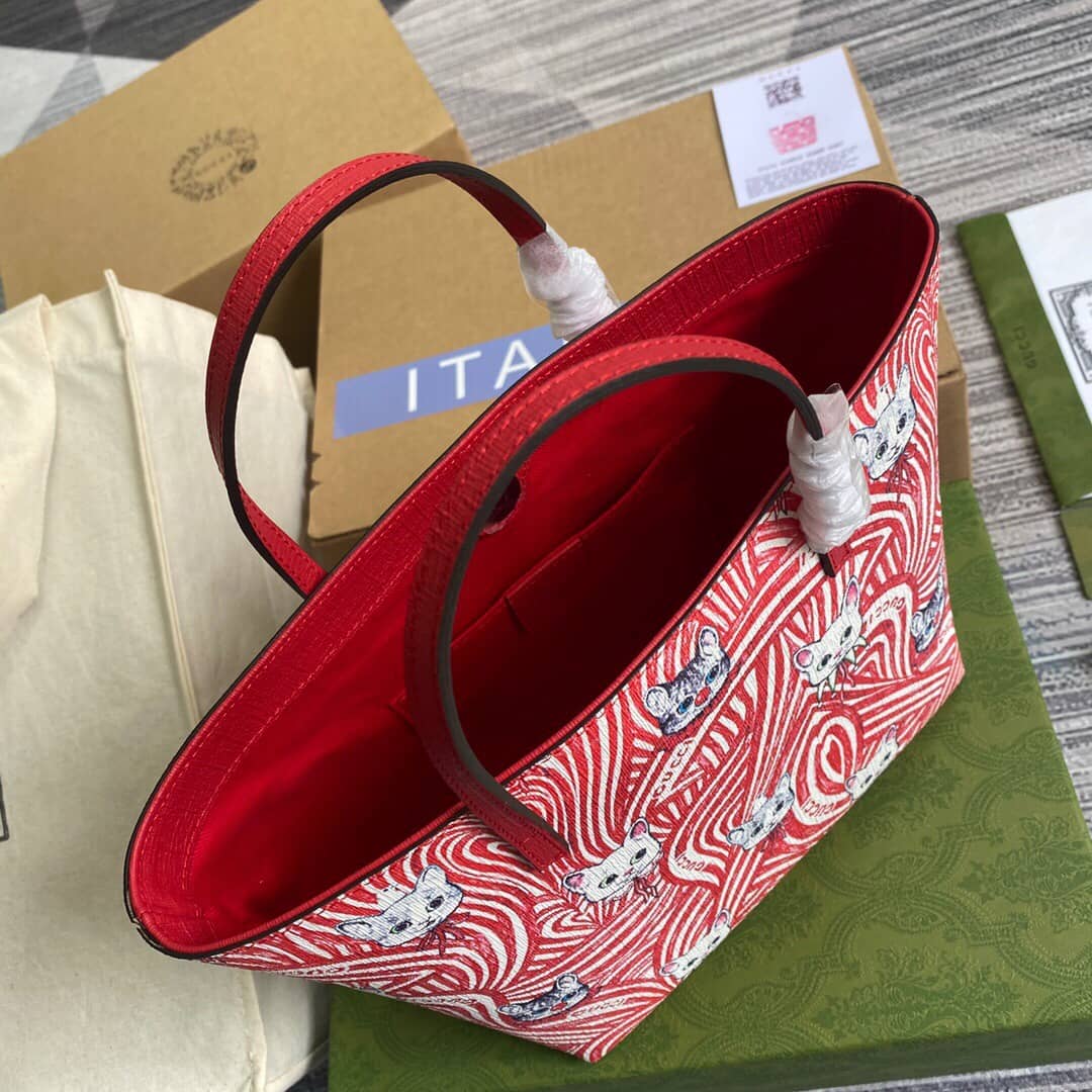 Gvc*1 Children GG Svp*me Canvas Replica Tote Red 410812