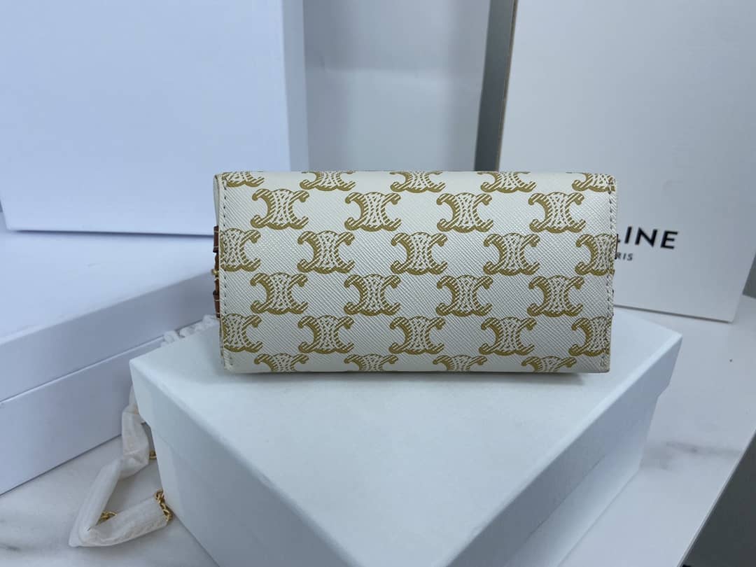 Ce1i*e Bag Dupe Triomphe Canvas Lambskin Chain Replica Clutch