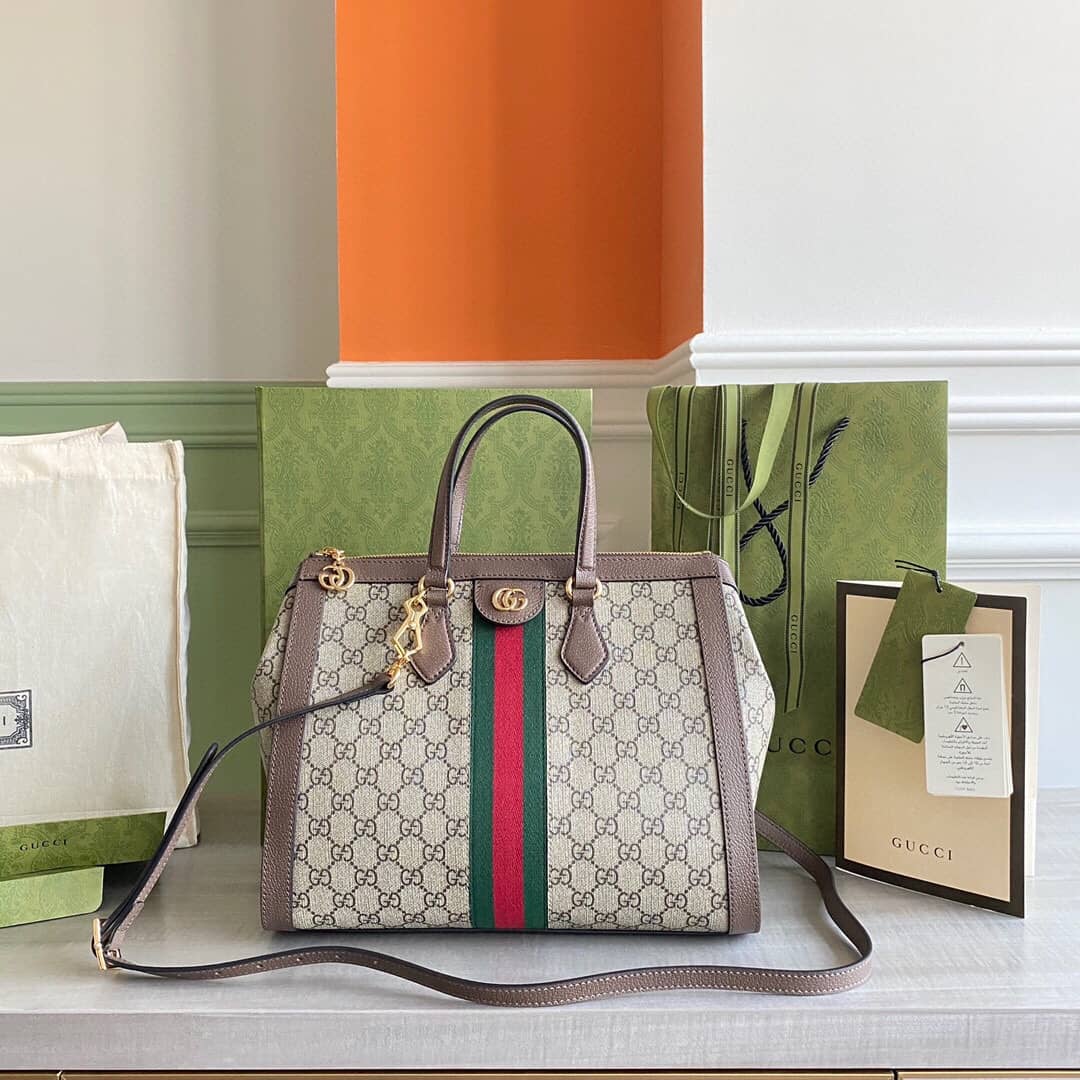 Gvc*1 Ophidia Medium GG Svp*me Tote Shoulder Bag Replica Gray 524537