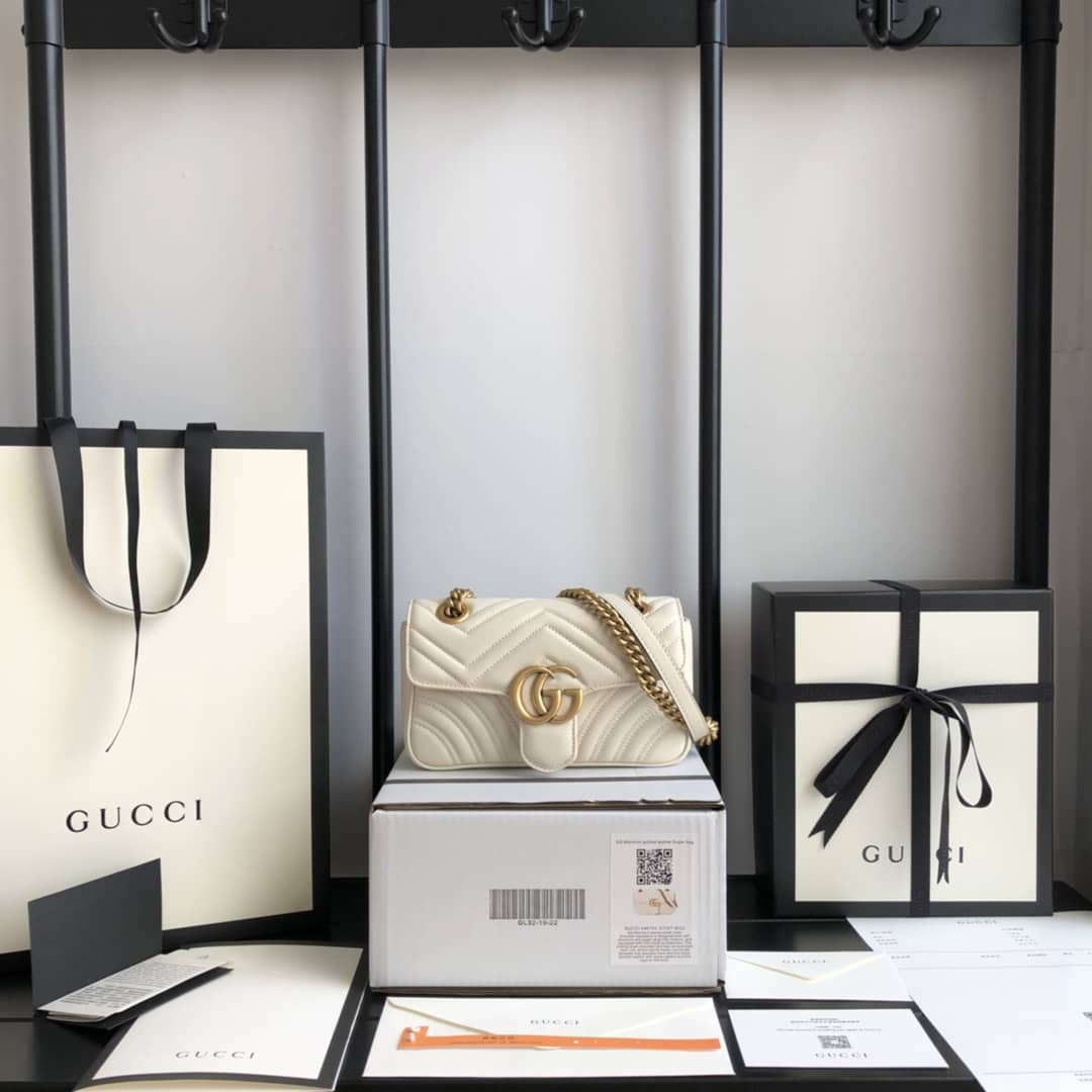 Gvc*1 GG Marmont Mini Matelasse Shoulder Bag Replica White 446744
