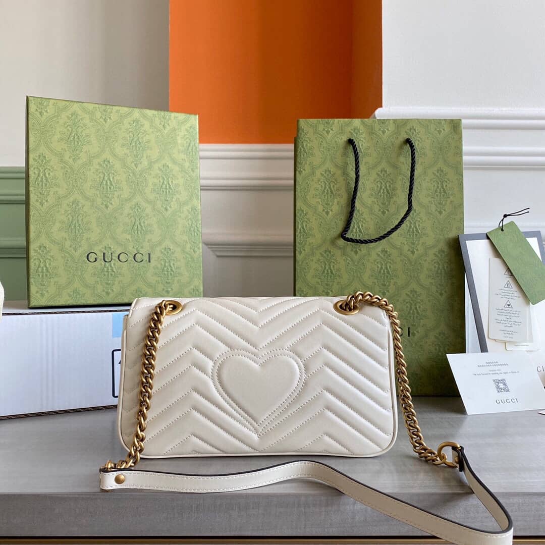 Gvc*1 GG Marmont Matelasse Shoulder Bag Replica White 443497